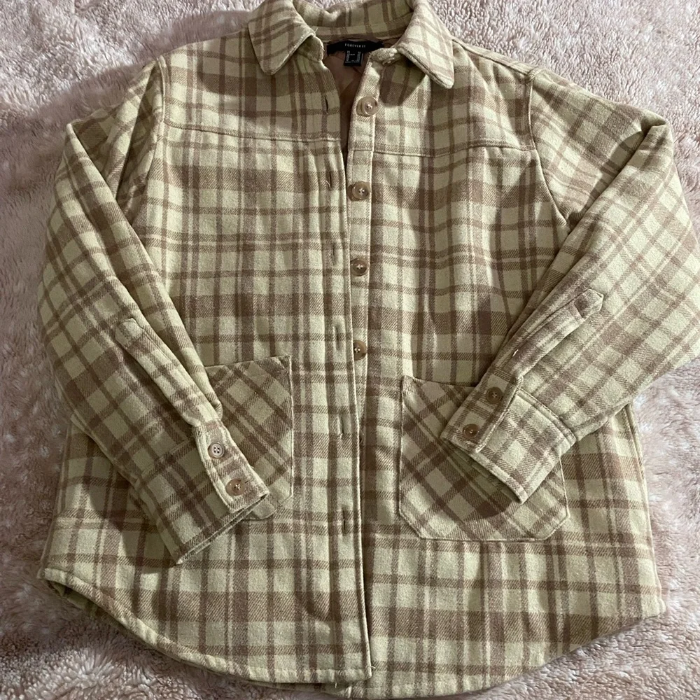 Forever 21, Button up Jacket, Size XS Worn 3 times Cream and Light brown color - Picture 2 of 5